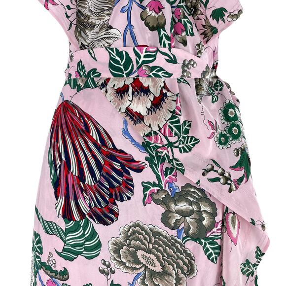 Tory Burch Adelia Floral Printed Wrap Midi Dress Pink Size 2 - Picture 5 of 15
